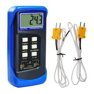 Digital K-Type Thermometer Dual Channel Thermocouple Thermometer with 2 Thermocouples, Measuring Range: -50 to 1300°C (-58 to 2372°F), High-Temperature Meter Measurement Sensor Digital K-Type Thermometer Dual Channel Thermocouple Thermometer with 2 Thermocouples, Measuring Range: -50 to 1300°C (-58 to 2372°F), High-Temperature Meter Measurement Sensor