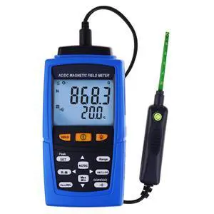 AC/DC Gaussmeter Magnetic Field Strength Meter Teslameter Magnetometer Residual Permanent Magnet N/S Polarity 3000mT (30000 Gauss) Automatic Manual Data Recording AC/DC Gaussmeter Magnetic Field Strength Meter Teslameter Magnetometer Residual Permanent Magnet N/S Polarity 3000mT (30000 Gauss) Automatic Manual Data Recording