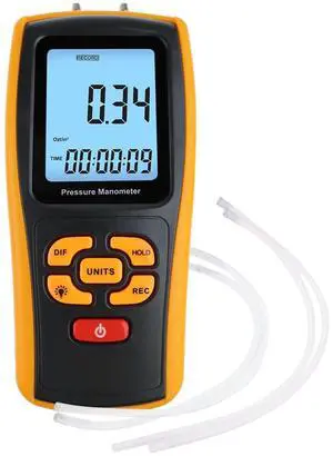 Manometer Gauge, Digital Air Pressure Meter Differential Air Pressure Gauge Dual Port HVAC Gas Pressure Tester Handheld Portable Tool Manometer Gauge, Digital Air Pressure Meter Differential Air Pressure Gauge Dual Port HVAC Gas Pressure Tester Handheld Portable Tool