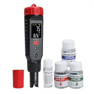 Digital pH Meter High Accuracy Pen Type Red Backlight Alarm Temperature Measurement Color Screen LCD Display with ATC and Automatic Calibration Digital pH Meter High Accuracy Pen Type Red Backlight Alarm Temperature Measurement Color Screen LCD Display with ATC and Automatic Calibration