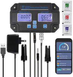 Professional 6-in-1 Water Quality Monitor Tests pH, TDS, EC, Salinity, SG, Temperature Wi-Fi Smart Sensor with App & Data Logging for Aquarium, Fish Pond, Hydroponics Professional 6-in-1 Water Quality Monitor Tests pH, TDS, EC, Salinity, SG, Temperature Wi-Fi Smart Sensor with App & Data Logging for Aquarium, Fish Pond, Hydroponics