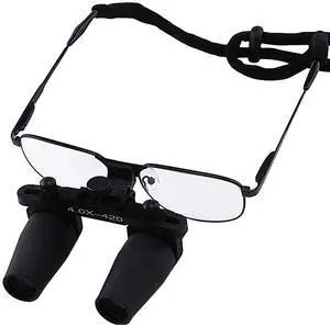 4.0X Magnification Dental Loupes, Prismatic Keplerian Style Nickel Alloy Frame, 40mm Depth of Field+ 65mm Field of View+ 420mm Working Distance Loupe, Flip-Up Flexible Optical Glass Loupe Dentistry 4.0X Magnification Dental Loupes, Prismatic Keplerian Style Nickel Alloy Frame, 40mm Depth of Field+ 65mm Field of View+ 420mm Working Distance Loupe, Flip-Up Flexible Optical Glass Loupe Dentistry