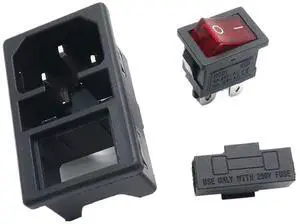 1pc Multi-Colored Rocker Switch 10A Fuse IEC320 C14 Power Socket, Red Green Blue Black Yellow, Easy Installation(Red) 1pc Multi-Colored Rocker Switch 10A Fuse IEC320 C14 Power Socket, Red Green Blue Black Yellow, Easy Installation(Red)