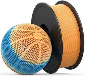 PLA-HR Flexible 3D Printer Filament Specifically for Printing Airless Basketballs, 1.75mm 1KG Spool (2.2lbs), Triple Color Filament for Most FDM 3D Printer, Blue-Orange-White PLA-HR Flexible 3D Printer Filament Specifically for Printing Airless Basketballs, 1.75mm 1KG Spool (2.2lbs), Triple Color Filament for Most FDM 3D Printer, Blue-Orange-White