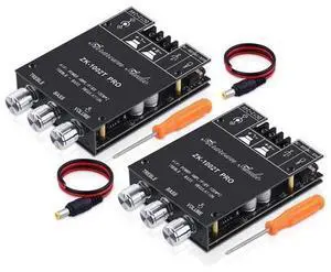ZK-1002T PRO Bluetooth 5.0 Amplifier Board 2.0 Channel 200W HiFi Subwoofer Audio AMP with Treble and Bass, BT USB and AUX Inputs, DC 12-24V Stereo AMP Module for DIY Speakers (2 Pack) ZK-1002T PRO Bluetooth 5.0 Amplifier Board 2.0 Channel 200W HiFi Subwoofer Audio AMP with Treble and Bass, BT USB and AUX Inputs, DC 12-24V Stereo AMP Module for DIY Speakers (2 Pack)