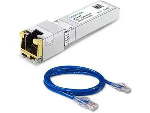 10GBASE-T SFP+ to RJ45 Transceiver, 10G Ethernet Copper Module, with 2pcs 1M CAT6 Ethernet Cable, Blue High Speed STP Internet Cable RJ45 Patch Cable for SFP Module, Computer, Laptop, etc 10GBASE-T SFP+ to RJ45 Transceiver, 10G Ethernet Copper Module, with 2pcs 1M CAT6 Ethernet Cable, Blue High Speed STP Internet Cable RJ45 Patch Cable for SFP Module, Computer, Laptop, etc