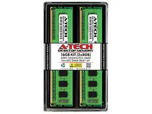 A-Tech RAM 16GB Kit (2x8GB) DDR3 1333 MHz PC3-10600 DIMM - Desktop Computer Memory - CL9 2Rx8 1.5V 240-Pin UDIMM Non-ECC Unbuffered Upgrade Modules A-Tech RAM 16GB Kit (2x8GB) DDR3 1333 MHz PC3-10600 DIMM - Desktop Computer Memory - CL9 2Rx8 1.5V 240-Pin UDIMM Non-ECC Unbuffered Upgrade Modules