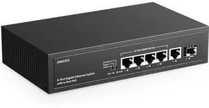 YuLinca 6 Port Gigabit PoE Switch, 4 PoE 1 Uplink 1 SFP, 100/1000Mbps, IEEE802.3af/at, Max 65W, Port-Based VLAN, 250m PoE Extend, Fanless Unmanaged Ethernet Switch YuLinca 6 Port Gigabit PoE Switch, 4 PoE 1 Uplink 1 SFP, 100/1000Mbps, IEEE802.3af/at, Max 65W, Port-Based VLAN, 250m PoE Extend, Fanless Unmanaged Ethernet Switch