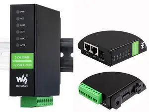 waveshare 2-CH RS485 to RJ45 Ethernet Serial Server with PoE Function, IEEE 802.3af Compliant, Rail-Mount Industrial Isolated Serial Module, Bi-Directional Transparent Transmission waveshare 2-CH RS485 to RJ45 Ethernet Serial Server with PoE Function, IEEE 802.3af Compliant, Rail-Mount Industrial Isolated Serial Module, Bi-Directional Transparent Transmission
