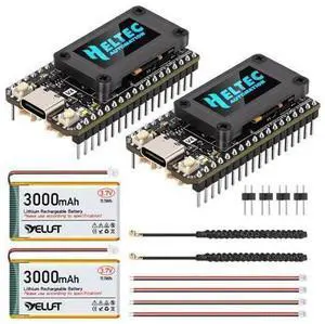 YELUFT 2 Pack Pre-Soldered ESP32 LoRa V4 Development Board with 3000mAh Battery Set, Integrated WiFi Bluetooth SX1262 915MHz LoRa, 0.96-inch OLED Display, Type-C Interface for Meshtastic YELUFT 2 Pack Pre-Soldered ESP32 LoRa V4 Development Board with 3000mAh Battery Set, Integrated WiFi Bluetooth SX1262 915MHz LoRa, 0.96-inch OLED Display, Type-C Interface for Meshtastic
