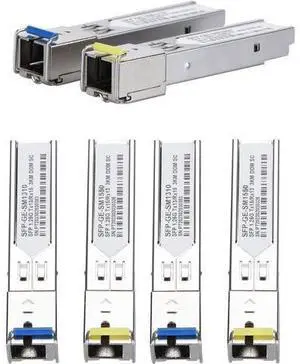 6 Pack 3KM SC Connector SFP Module, 1.25G Single-Mode Fiber SC Simplex Connector 1000BASE BiDi 1310nm/1550nm 3km SFP Transceiver Module 6 Pack 3KM SC Connector SFP Module, 1.25G Single-Mode Fiber SC Simplex Connector 1000BASE BiDi 1310nm/1550nm 3km SFP Transceiver Module