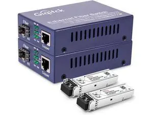 A Pair Gigabit Ethernet Media Converter, 10/100/1000Mbps Networks Ethernet to Fiber Media Converter, with 2pcs 1000Base-SX SFP Module (1.25Gb/s, Multimode, Dual LC, 850nm, 550m) A Pair Gigabit Ethernet Media Converter, 10/100/1000Mbps Networks Ethernet to Fiber Media Converter, with 2pcs 1000Base-SX SFP Module (1.25Gb/s, Multimode, Dual LC, 850nm, 550m)