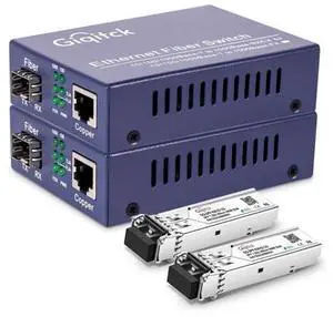 A Pair Gigabit Ethernet Media Converter, 10/100/1000Mbps Networks Ethernet to Fiber Media Converter, with 2pcs 1000Base-SX SFP Module (1.25Gb/s, Multimode, Dual LC, 850nm, 550m) A Pair Gigabit Ethernet Media Converter, 10/100/1000Mbps Networks Ethernet to Fiber Media Converter, with 2pcs 1000Base-SX SFP Module (1.25Gb/s, Multimode, Dual LC, 850nm, 550m)