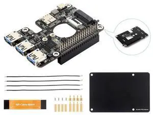 PCIe to M.2 4G/5G and USB 3.2 HAT+ for Raspberry Pi 5, PCIe to USB3.2/M.2 Adapter Board Compatible with Pi5 and 4G/5G Modules with M.2 Key B Interface, with 3X USB 3.2 Gen1 Ports, 5G-4IN1-PCB Antenna PCIe to M.2 4G/5G and USB 3.2 HAT+ for Raspberry Pi 5, PCIe to USB3.2/M.2 Adapter Board Compatible with Pi5 and 4G/5G Modules with M.2 Key B Interface, with 3X USB 3.2 Gen1 Ports, 5G-4IN1-PCB Antenna
