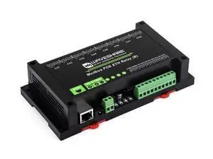 Waveshare 8-Ch Ethernet Relay Module (B) with Digital Input, Modbus RTU/Modbus TCP Protocol, PoE Port Communication, with Various Isolation and Protection Circuits, Industrial Grade Rail-Mount Case Waveshare 8-Ch Ethernet Relay Module (B) with Digital Input, Modbus RTU/Modbus TCP Protocol, PoE Port Communication, with Various Isolation and Protection Circuits, Industrial Grade Rail-Mount Case