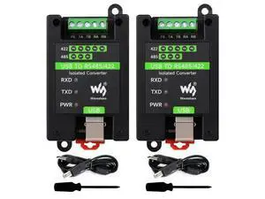 Waveshare 2PCS USB to RS485/422 Industrial Grade Isolated Converter, Onboard Original FT232RL and SP485EEN, Multiple Protection, Wall-Mount and Rail-Mount Support Waveshare 2PCS USB to RS485/422 Industrial Grade Isolated Converter, Onboard Original FT232RL and SP485EEN, Multiple Protection, Wall-Mount and Rail-Mount Support
