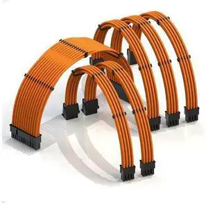 LINKUP - 30cm PSU Cable Extension Sleeved Custom Mod GPU PC Braided w/Comb Kit - Compatible with RTX30901 x 24 P (20+4)2 x 8 P (4+4) CPU3 x 8 P (6+2) GPU Set300mm - Orange LINKUP - 30cm PSU Cable Extension Sleeved Custom Mod GPU PC Braided w/Comb Kit - Compatible with RTX30901 x 24 P (20+4)2 x 8 P (4+4) CPU3 x 8 P (6+2) GPU Set300mm - Orange