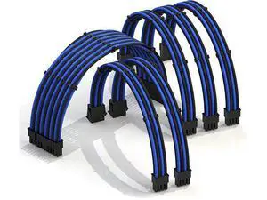 LINKUP - 50cm PSU Cable Extension Sleeved Custom Mod GPU PC Braided w/Comb Kit - Compatible with RTX30901 x 24 P (20+4)2 x 8 P (4+4) CPU3 x 8 P (6+2) GPU Set500mm - Blueblack LINKUP - 50cm PSU Cable Extension Sleeved Custom Mod GPU PC Braided w/Comb Kit - Compatible with RTX30901 x 24 P (20+4)2 x 8 P (4+4) CPU3 x 8 P (6+2) GPU Set500mm - Blueblack