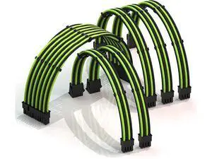 LINKUP - 30cm PSU Cable Extension Sleeved Custom Mod GPU PC Braided w/Comb Kit - Compatible with RTX30901 x 24 P (20+4)2 x 8 P (4+4) CPU3 x 8 P (6+2) GPU Set300mm - GreenBlack LINKUP - 30cm PSU Cable Extension Sleeved Custom Mod GPU PC Braided w/Comb Kit - Compatible with RTX30901 x 24 P (20+4)2 x 8 P (4+4) CPU3 x 8 P (6+2) GPU Set300mm - GreenBlack