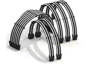 LINKUP - 30cm PSU Cable Extension Sleeved Custom Mod GPU PC Braided w/Comb Kit - Compatible with RTX30901 x 24 P (20+4)2 x 8 P (4+4) CPU3 x 8 P (6+2) GPU Set300mm - WhiteBlack LINKUP - 30cm PSU Cable Extension Sleeved Custom Mod GPU PC Braided w/Comb Kit - Compatible with RTX30901 x 24 P (20+4)2 x 8 P (4+4) CPU3 x 8 P (6+2) GPU Set300mm - WhiteBlack
