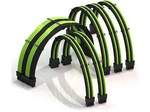 LINKUP - 50cm Super Soft and Flexible PSU Cable Extension Sleeved Custom Mod GPU PC Braided w/Comb Kit - Compatible with RTX30901x24 P (20+4)2x8 P (4+4) CPU3x8 P (6+2) GPU Set500mm - GreenBlack LINKUP - 50cm Super Soft and Flexible PSU Cable Extension Sleeved Custom Mod GPU PC Braided w/Comb Kit - Compatible with RTX30901x24 P (20+4)2x8 P (4+4) CPU3x8 P (6+2) GPU Set500mm - GreenBlack
