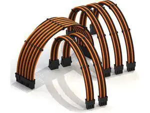 LINKUP - 50cm PSU Cable Extension Sleeved Custom Mod GPU PC Braided w/Comb Kit - Compatible with RTX30901 x 24 P (20+4)2 x 8 P (4+4) CPU3 x 8 P (6+2) GPU Set500mm - OrangeBlack LINKUP - 50cm PSU Cable Extension Sleeved Custom Mod GPU PC Braided w/Comb Kit - Compatible with RTX30901 x 24 P (20+4)2 x 8 P (4+4) CPU3 x 8 P (6+2) GPU Set500mm - OrangeBlack