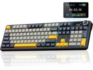 F108 PRO - Wireless Mechanical Keyboard with Screen&Knob,Hot Swappable Gaming Keyboard with 8000mAh Battery,Pre-lubed Switches,RGB Backlit,PBT Keycaps Creamy Sounding Computer Keyboards,104 Keys F108 PRO - Wireless Mechanical Keyboard with Screen&Knob,Hot Swappable Gaming Keyboard with 8000mAh Battery,Pre-lubed Switches,RGB Backlit,PBT Keycaps Creamy Sounding Computer Keyboards,104 Keys