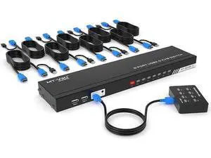 8 Port KVM Switch HDMI, MT-VIKI 4K@30Hz Rack Mount KVM HDMI Switch w/IR Remote & Wire-Desktop Controller & 8 HDMI KVM Cables 8 Port KVM Switch HDMI, MT-VIKI 4K@30Hz Rack Mount KVM HDMI Switch w/IR Remote & Wire-Desktop Controller & 8 HDMI KVM Cables