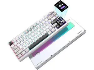 YUNZII AL80 Wireless Mechanical Keyboard,Full Aluminum CNC, Smart LCD Display,Hot Swappable Gasket Mount 75% Layout with Knob,BT/2.4G/USB-C,QMK/VIA Support for Win/Mac (Silver, Cocoa Cream V2 Switch) YUNZII AL80 Wireless Mechanical Keyboard,Full Aluminum CNC, Smart LCD Display,Hot Swappable Gasket Mount 75% Layout with Knob,BT/2.4G/USB-C,QMK/VIA Support for Win/Mac (Silver, Cocoa Cream V2 Switch)