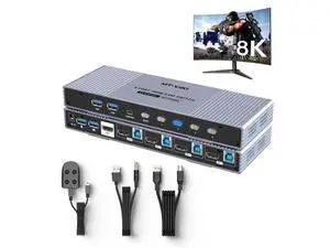 MT-VIKI 4K@120Hz/144Hz USB 3.0 HDMI KVM Switch 4 Port 8K@60Hz, Aluminum KVM Switch HDMI 2.1, HDR for Games (4 USB 3.0 Cable Included) MT-VIKI 4K@120Hz/144Hz USB 3.0 HDMI KVM Switch 4 Port 8K@60Hz, Aluminum KVM Switch HDMI 2.1, HDR for Games (4 USB 3.0 Cable Included)
