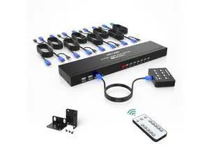Ennovor MT-VIKI 8 Port KVM Switch HDMI, 4K@30Hz 1U Rack Mount KVM Switch w/IR Remote & Wire-Desktop Controller & 8 HDMI KVM Cables & Rack Ears & Power Adapter Ennovor MT-VIKI 8 Port KVM Switch HDMI, 4K@30Hz 1U Rack Mount KVM Switch w/IR Remote & Wire-Desktop Controller & 8 HDMI KVM Cables & Rack Ears & Power Adapter