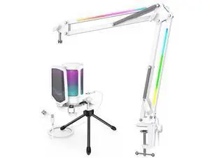 Deuninker Condenser USB Microphone & RGB Microphone Boom Arm Bundle, PC Gaming Streaming Mic with Mute & Gain, Heavy Duty Adjustable RGB Desk Mic Mount for Studio, Podcasting-A6VW+BM38W Deuninker Condenser USB Microphone & RGB Microphone Boom Arm Bundle, PC Gaming Streaming Mic with Mute & Gain, Heavy Duty Adjustable RGB Desk Mic Mount for Studio, Podcasting-A6VW+BM38W