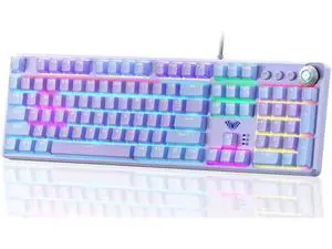 AULA F2088 Pro Keyboard, 108 Keys Purple Mechanical Keyboard with RGB Rainbow Backlit, Removable Upper Cover, Aesthetic Media Knob Red Switches Programmable Keys USB Wired Keyboards for MAC PC Gamer AULA F2088 Pro Keyboard, 108 Keys Purple Mechanical Keyboard with RGB Rainbow Backlit, Removable Upper Cover, Aesthetic Media Knob Red Switches Programmable Keys USB Wired Keyboards for MAC PC Gamer