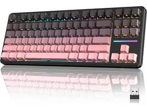 ATTACK SHARK X87 Wireless Keyboard, 75% Gasket Hot Swappable Custom Mechanical Keyboard, Tri-Mode 2.4G/USB-C/BT5.0 RGB Backlit Gaming Keyboard for Win/Mac/PC, 4000mAh Battery, PBT Keycaps(Pink Black) ATTACK SHARK X87 Wireless Keyboard, 75% Gasket Hot Swappable Custom Mechanical Keyboard, Tri-Mode 2.4G/USB-C/BT5.0 RGB Backlit Gaming Keyboard for Win/Mac/PC, 4000mAh Battery, PBT Keycaps(Pink Black)