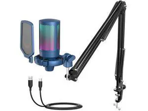 Deuninker USB Gaming Streaming Recording PC Microphone Kit, RGB Condenser Computer Mic Bundle for Podcasts, Audio, Vocal, Video on Mac/Desktop/Laptop, with Boom Arm Stand-A6T Blue Deuninker USB Gaming Streaming Recording PC Microphone Kit, RGB Condenser Computer Mic Bundle for Podcasts, Audio, Vocal, Video on Mac/Desktop/Laptop, with Boom Arm Stand-A6T Blue