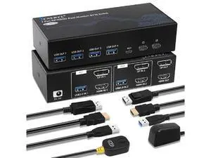 TCNEWCL 4K@120Hz HDMI Displayport KVM Switch 2 PC 2 Monitor 8K@60Hz DP 1.4 HDMI 2.1 USB 3.0 KVM Switch Dual Monitor, Support Extended & Copy Mode with Desktop Controller and 2 HDMI+DP+USB Cables TCNEWCL 4K@120Hz HDMI Displayport KVM Switch 2 PC 2 Monitor 8K@60Hz DP 1.4 HDMI 2.1 USB 3.0 KVM Switch Dual Monitor, Support Extended & Copy Mode with Desktop Controller and 2 HDMI+DP+USB Cables