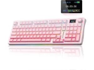 AULA S98 Pro Wireless Mechanical Keyboard with Screen & Knob,2.4GHz/USB-C/BT5.0 Hot Swappable Pink Creamy Keyboard,Pre-lubed Linear Switches,Side Printed PBT Keycaps,RGB Backlit Gaming Keyboards AULA S98 Pro Wireless Mechanical Keyboard with Screen & Knob,2.4GHz/USB-C/BT5.0 Hot Swappable Pink Creamy Keyboard,Pre-lubed Linear Switches,Side Printed PBT Keycaps,RGB Backlit Gaming Keyboards