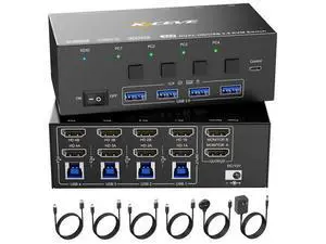 KVM Switch 2 Monitors 4 Computers HDMI, KCEVE 8K@60Hz, 4K@144 Hz USB 3.0 KVM Switcher Box with EDID Emulator for 4 Computers Share Mouse Keyboard and Monitor, Stable Chip, Great Compatibility KVM Switch 2 Monitors 4 Computers HDMI, KCEVE 8K@60Hz, 4K@144 Hz USB 3.0 KVM Switcher Box with EDID Emulator for 4 Computers Share Mouse Keyboard and Monitor, Stable Chip, Great Compatibility