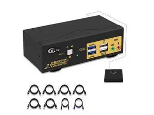 CKLau 2 Port USB 3.0 Dual Monitor KVM Switch Displayport 1.4, Display Port KVM Switch 2 Monitors with Audio and Cables Support 4K@144Hz, 8K@30Hz CKLau 2 Port USB 3.0 Dual Monitor KVM Switch Displayport 1.4, Display Port KVM Switch 2 Monitors with Audio and Cables Support 4K@144Hz, 8K@30Hz