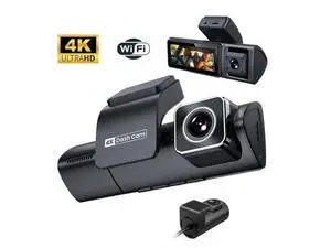 QURO Dashcam 3 Camera Front 4K+Interior Night Vision 1080P+ Rear 1080P 3 Channels Auto Car Camera 3.2"IPS Screen WiFi App Control QURO Dashcam 3 Camera Front 4K+Interior Night Vision 1080P+ Rear 1080P 3 Channels Auto Car Camera 3.2"IPS Screen WiFi App Control