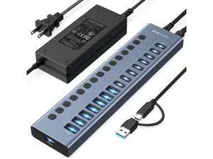 Powered USB 3.2 Hub, ACASIS 16 Ports USB 3.2 Hub(8 USB-A 3.2 Ports+8 USB-C 3.2 Ports), Aluminum USB Hub Powered with 96W Power Adapter, USB Hub for PC/Laptop, Computer, Flash Drive, Printer, Camera Powered USB 3.2 Hub, ACASIS 16 Ports USB 3.2 Hub(8 USB-A 3.2 Ports+8 USB-C 3.2 Ports), Aluminum USB Hub Powered with 96W Power Adapter, USB Hub for PC/Laptop, Computer, Flash Drive, Printer, Camera