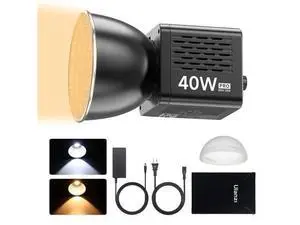 Deuninker 40W Pro Portable LED Video Light with DC Power Adapter, 3400mAh Build-in Battery Metal Mini Dual Color Temperature COB Continuous Output Lighting Handheld Spotlight 2500K-6500K for Video Deuninker 40W Pro Portable LED Video Light with DC Power Adapter, 3400mAh Build-in Battery Metal Mini Dual Color Temperature COB Continuous Output Lighting Handheld Spotlight 2500K-6500K for Video