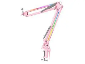 Deuninker Microphone Boom Arm, Metal Adjustable Mic Arm Stand with RGB Button, 3/8 to 5/8 Screw Adapter, Desk Mount Clamp, Suspension Scissor Mic Stand for Gaming Streaming Podcast-AmpliGame BM38P Deuninker Microphone Boom Arm, Metal Adjustable Mic Arm Stand with RGB Button, 3/8 to 5/8 Screw Adapter, Desk Mount Clamp, Suspension Scissor Mic Stand for Gaming Streaming Podcast-AmpliGame BM38P