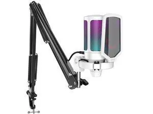 Deuninker Streaming Gaming USB Microphone Kit, PC Condenser RGB Mic Compatible with PS4/PS5, Plug and Play for Music Recording, Online Game, Discord, Twitch, with Pop Filter, Shock Mount-A6T White Deuninker Streaming Gaming USB Microphone Kit, PC Condenser RGB Mic Compatible with PS4/PS5, Plug and Play for Music Recording, Online Game, Discord, Twitch, with Pop Filter, Shock Mount-A6T White