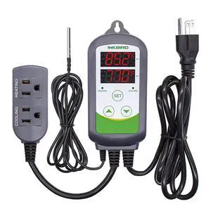 ITC-308 Digital Temperature Controller Thermostat | 110V 10A 1100W 2-Stage Outlet with Heating and Cooling Mode for Carboy Homebrew Fermenter Greenhouse Terrarium ITC-308 Digital Temperature Controller Thermostat | 110V 10A 1100W 2-Stage Outlet with Heating and Cooling Mode for Carboy Homebrew Fermenter Greenhouse Terrarium