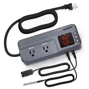 Temperature and Humidity Controller ITC-608T Pre-Wired Dual Stage Thermostat 120VAC 15A 1800W ETL Listed Mushroom Greenhouse Homebrew Temperature and Humidity Controller ITC-608T Pre-Wired Dual Stage Thermostat 120VAC 15A 1800W ETL Listed Mushroom Greenhouse Homebrew