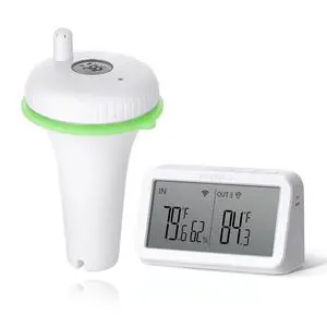 IBS-P02R Floating Wireless Thermometer Set with Indoor Temperature Humidity Monitor, IPX7 Waterproof, for Swimming Pools, Hot Tubs, Small Ponds, Aquariums IBS-P02R Floating Wireless Thermometer Set with Indoor Temperature Humidity Monitor, IPX7 Waterproof, for Swimming Pools, Hot Tubs, Small Ponds, Aquariums