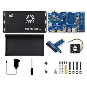 Compute Module 5 IO Board+Case, Compatible with All Variants of CM5, with PoE Feature, Bundle with Board+ Case+Power Supply Compute Module 5 IO Board+Case, Compatible with All Variants of CM5, with PoE Feature, Bundle with Board+ Case+Power Supply
