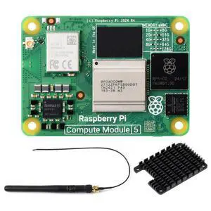 CM5 Pi Compute Module 5Comes with an Official CM5108016 (with Wireless, 8GB RAM, 16GB eMMC Flash), an Antenna Kit and a HEATSINK. (3 Items) CM5 Pi Compute Module 5Comes with an Official CM5108016 (with Wireless, 8GB RAM, 16GB eMMC Flash), an Antenna Kit and a HEATSINK. (3 Items)