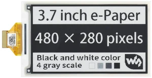 3.7inch E-Paper E-Ink Raw Display Compatible with 4B/3B+/3B/2B/B+/A+/Zero/Zero W/WH/Zero 2W Series Boards 480×280 Pixels 4 Grey Scales Supports Partial Refresh 3.7inch E-Paper E-Ink Raw Display Compatible with 4B/3B+/3B/2B/B+/A+/Zero/Zero W/WH/Zero 2W Series Boards 480×280 Pixels 4 Grey Scales Supports Partial Refresh